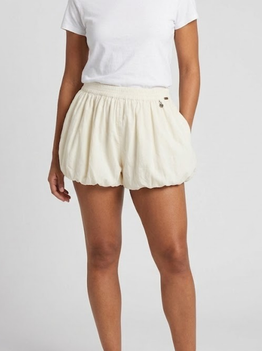 Free People Intimately Poof Balloon Shorts Cream Cotton Ruffle Bubble Small S